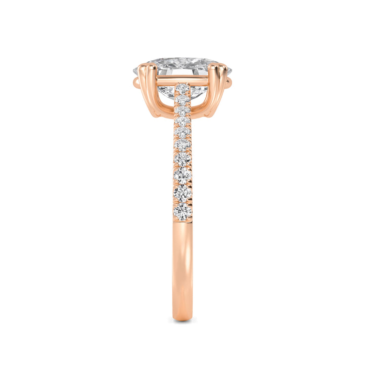 IGI Graded 1.51ct Cushion Cut with Round Brilliant Lab-Grown Diamond Engagement Ring in 14k Rose Gold