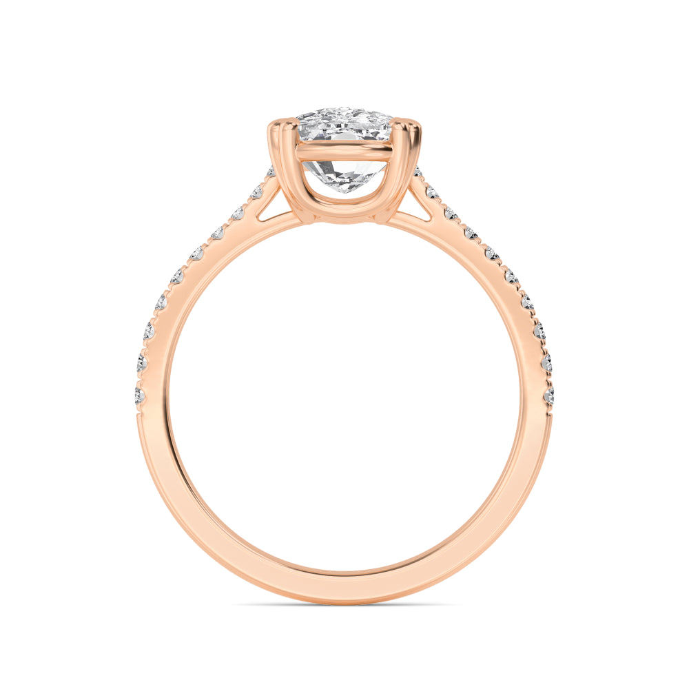 IGI Graded 1.51ct Cushion Cut with Round Brilliant Lab-Grown Diamond Engagement Ring in 14k Rose Gold