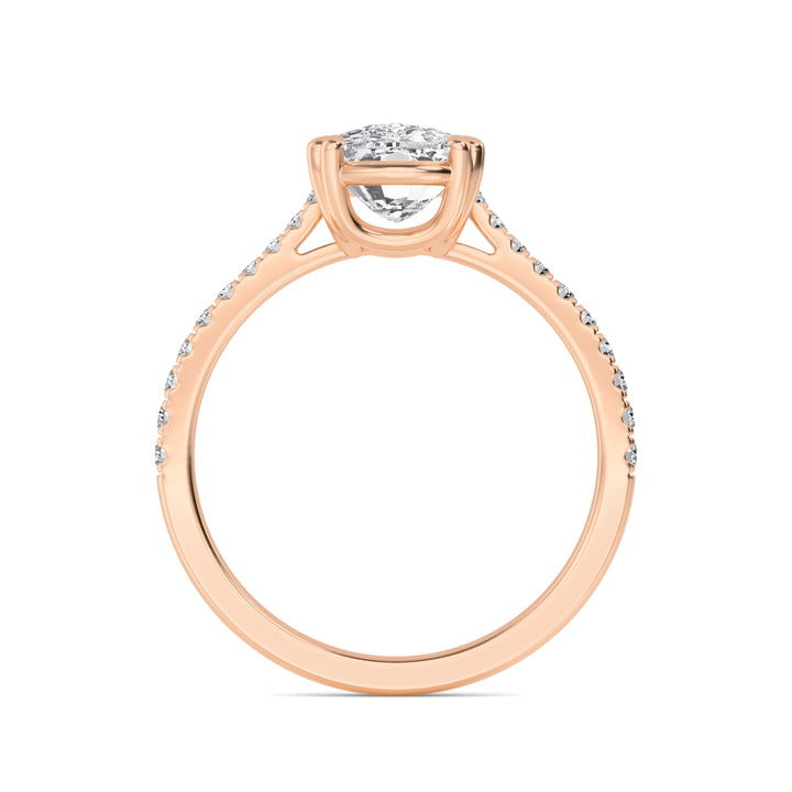 IGI Graded 1.51ct Cushion Cut with Round Brilliant Lab-Grown Diamond Engagement Ring in 14k Rose Gold