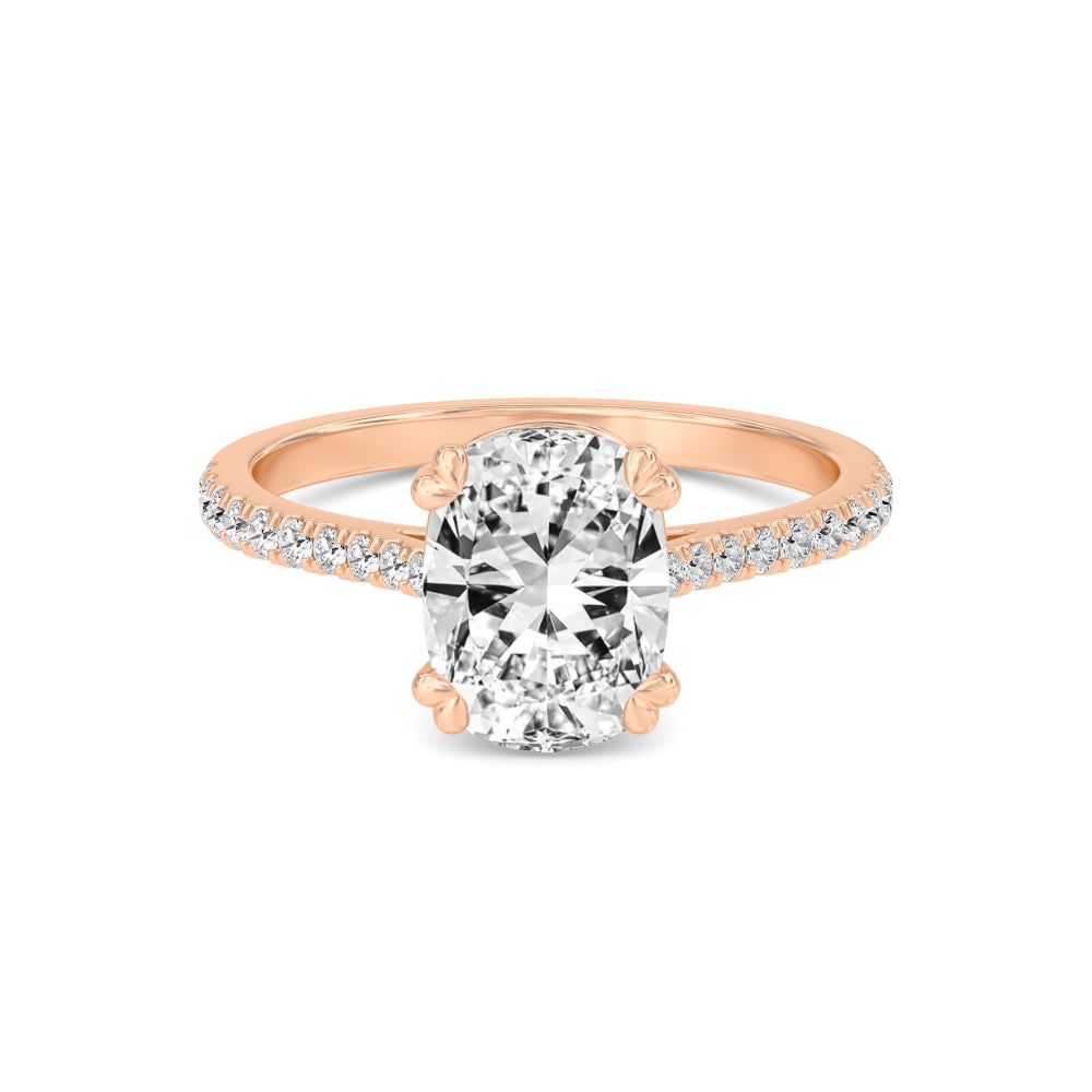 IGI Graded 1.51ct Cushion Cut with Round Brilliant Lab-Grown Diamond Engagement Ring in 14k Rose Gold
