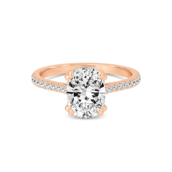 IGI Graded 1.51ct Cushion Cut with Round Brilliant Lab-Grown Diamond Engagement Ring in 14k Rose Gold