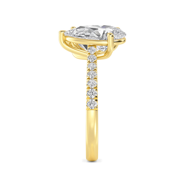 IGI Graded 3.23ctw Oval & Pear with Round Brilliant Lab-Grown Diamond Toi et Moi Engagement Ring in 14k Yellow Gold