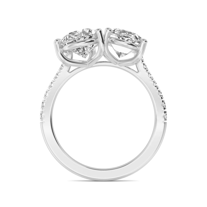 IGI Graded 3.23ctw Oval & Pear with Round Brilliant Lab-Grown Diamond Toi et Moi Engagement Ring in 14k White Gold