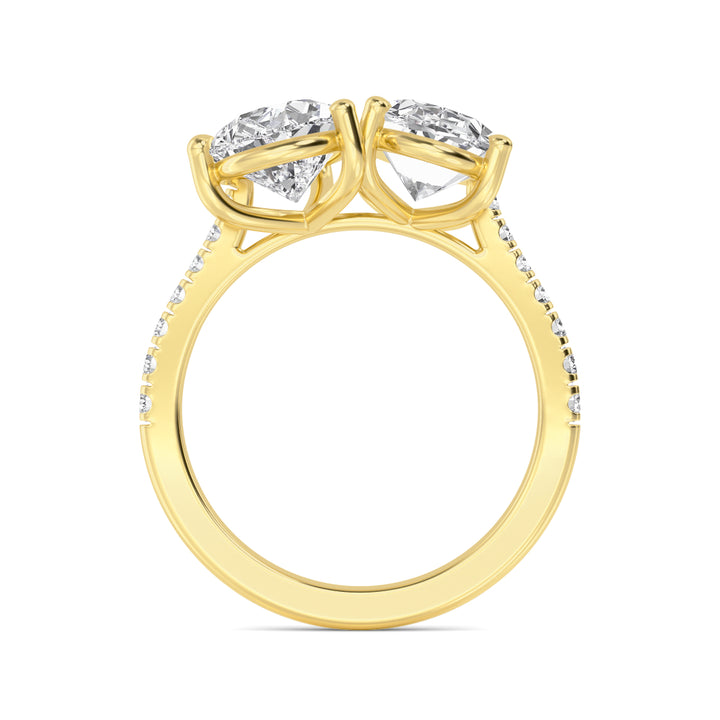 IGI Graded 3.23ctw Oval & Pear with Round Brilliant Lab-Grown Diamond Toi et Moi Engagement Ring in 14k Yellow Gold