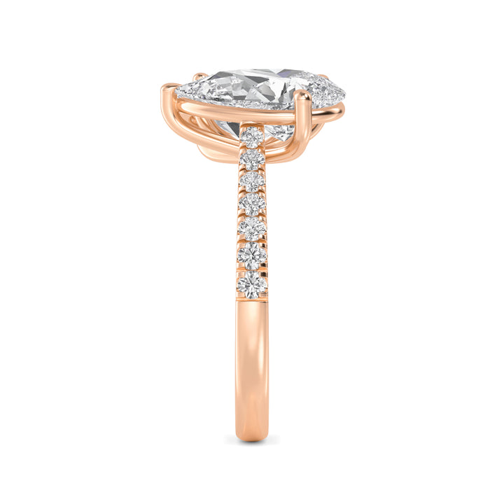 IGI Graded 3.23ctw Oval & Pear with Round Brilliant Lab-Grown Diamond Toi et Moi Engagement Ring in 14k Rose Gold
