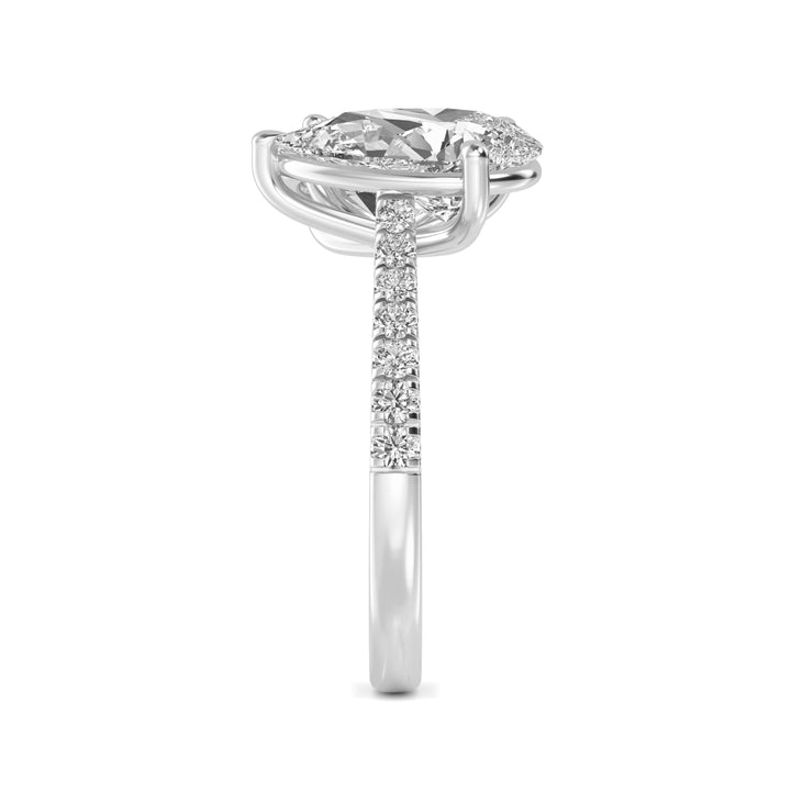 IGI Graded 3.23ctw Oval & Pear with Round Brilliant Lab-Grown Diamond Toi et Moi Engagement Ring in 14k White Gold