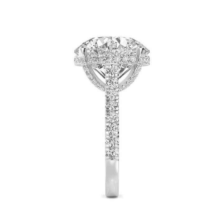 IGI Graded 10.02ct Round Brilliant Center with Hidden Halo Lab-Grown Diamond Engagement Ring in 14k White Gold