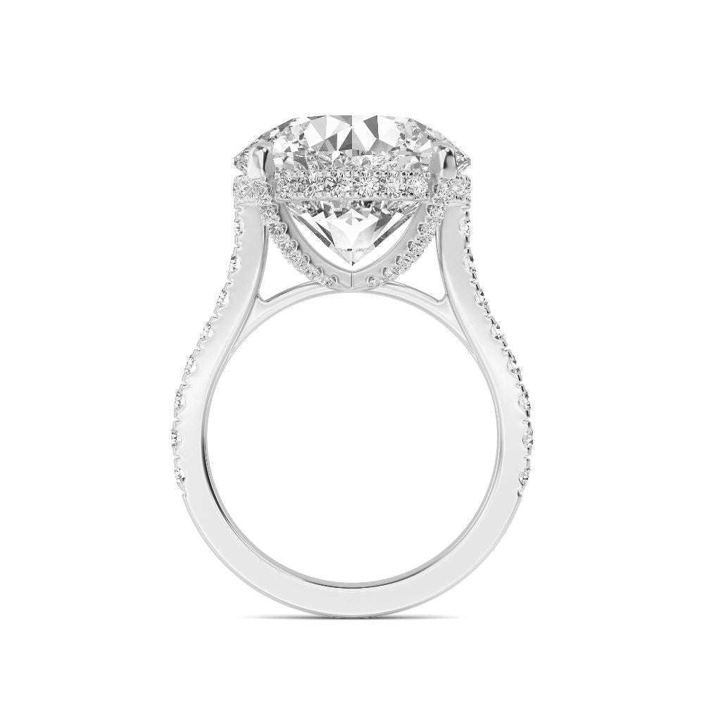 IGI Graded 10.02ct Round Brilliant Center with Hidden Halo Lab-Grown Diamond Engagement Ring in 14k White Gold