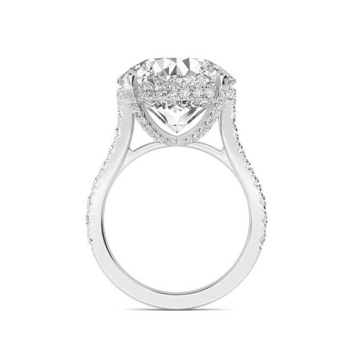 IGI Graded 10.02ct Round Brilliant Center with Hidden Halo Lab-Grown Diamond Engagement Ring in 14k White Gold