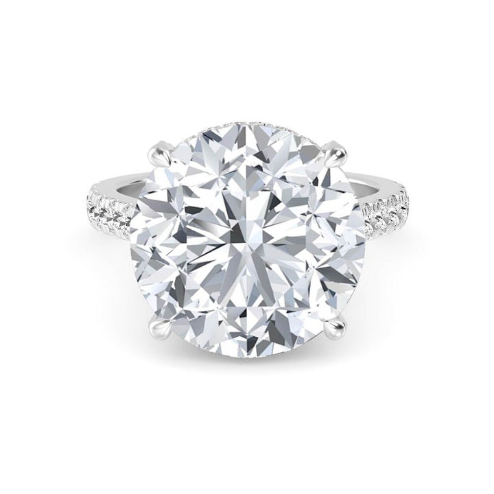 IGI Graded 10.02ct Round Brilliant Center with Hidden Halo Lab-Grown Diamond Engagement Ring in 14k White Gold