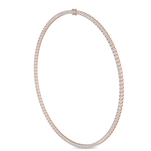6.85ctw Round Brilliant Lab-Grown Diamond 16" Tennis Necklace in 14k Rose Gold
