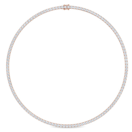 6.85ctw Round Brilliant Lab-Grown Diamond 16" Tennis Necklace in 14k Rose Gold