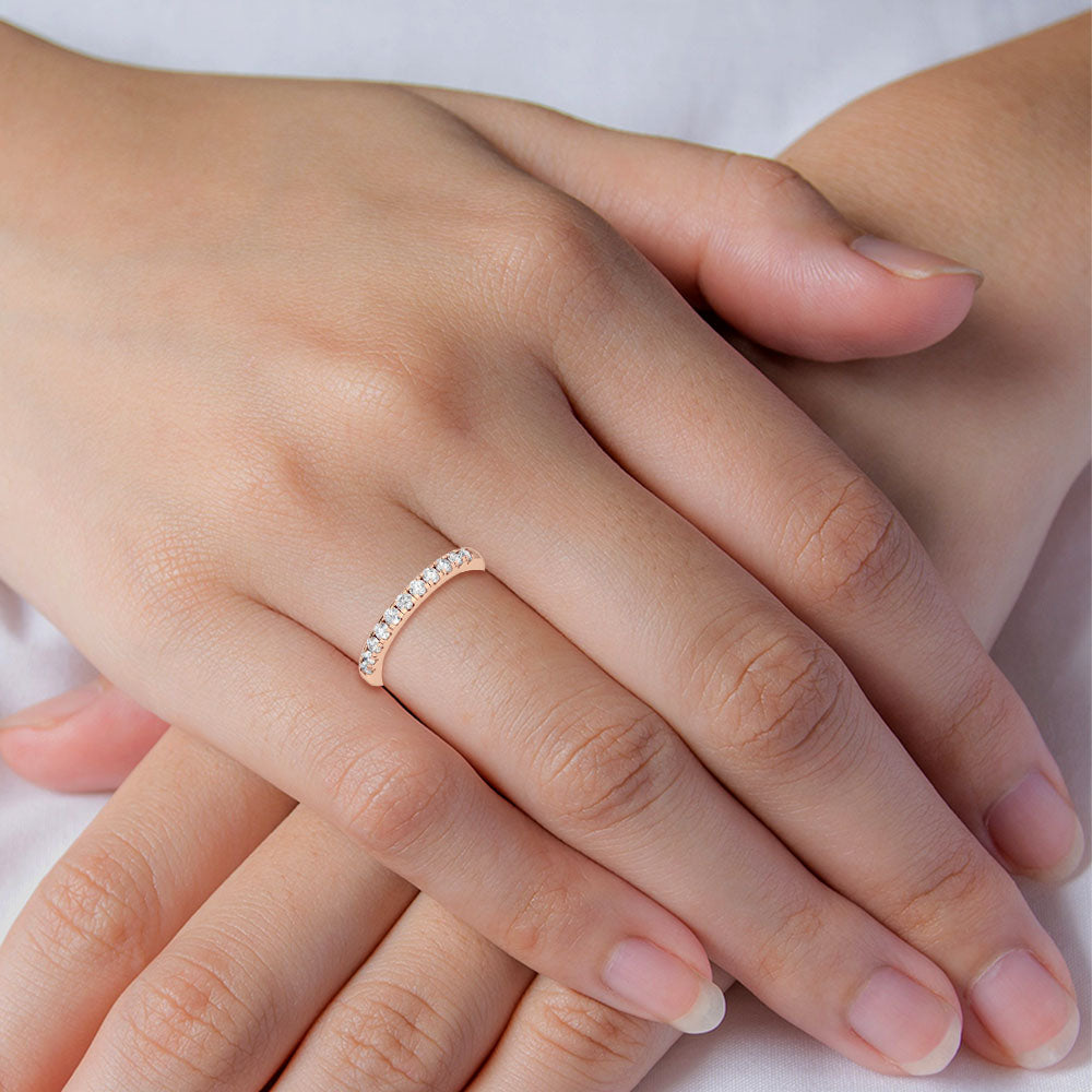 0.97ctw Round Brilliant Lab-Grown Diamond Wedding Band or Stackable Ring in 14k Rose Gold