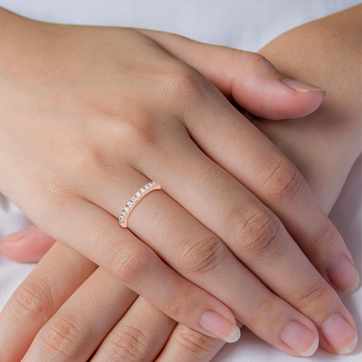 0.97ctw Round Brilliant Lab-Grown Diamond Wedding Band or Stackable Ring in 14k Rose Gold