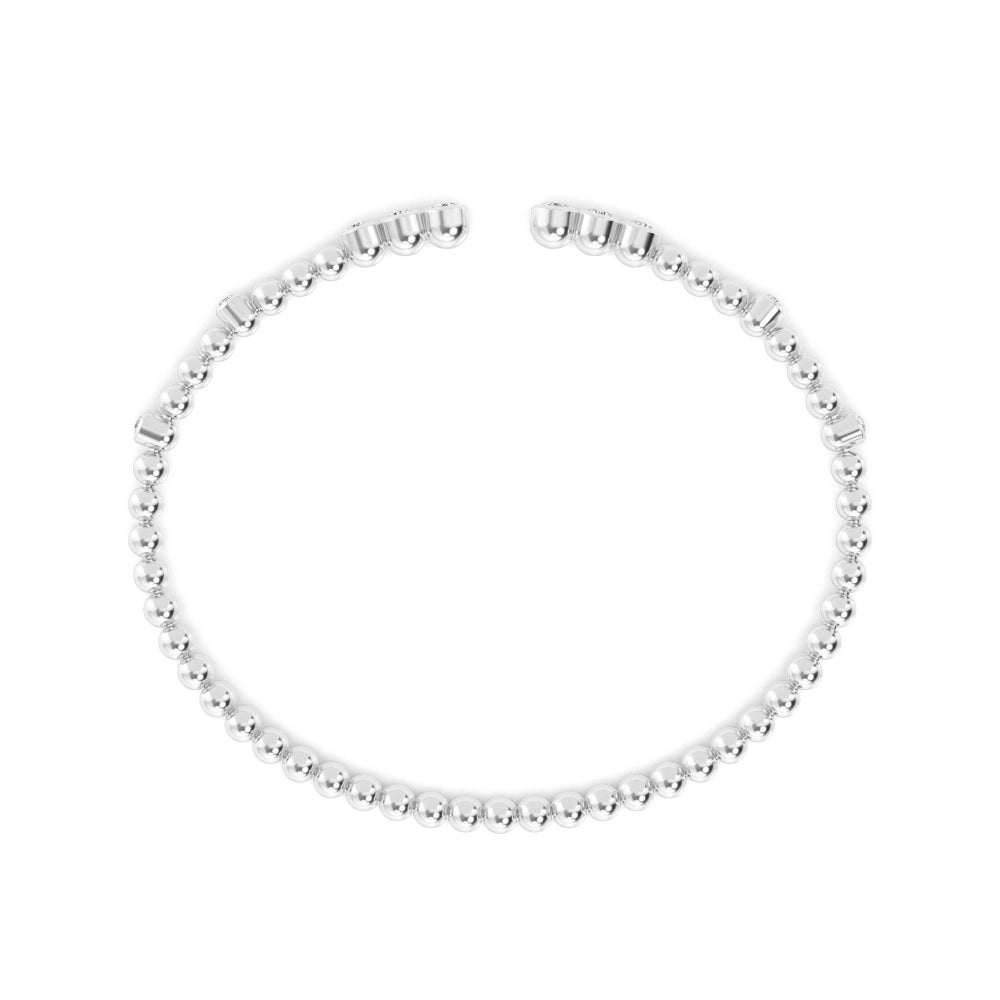 0.52ctw Round Brilliant Lab-Grown Diamond Flex Bangle Bracelet in 14k White Gold