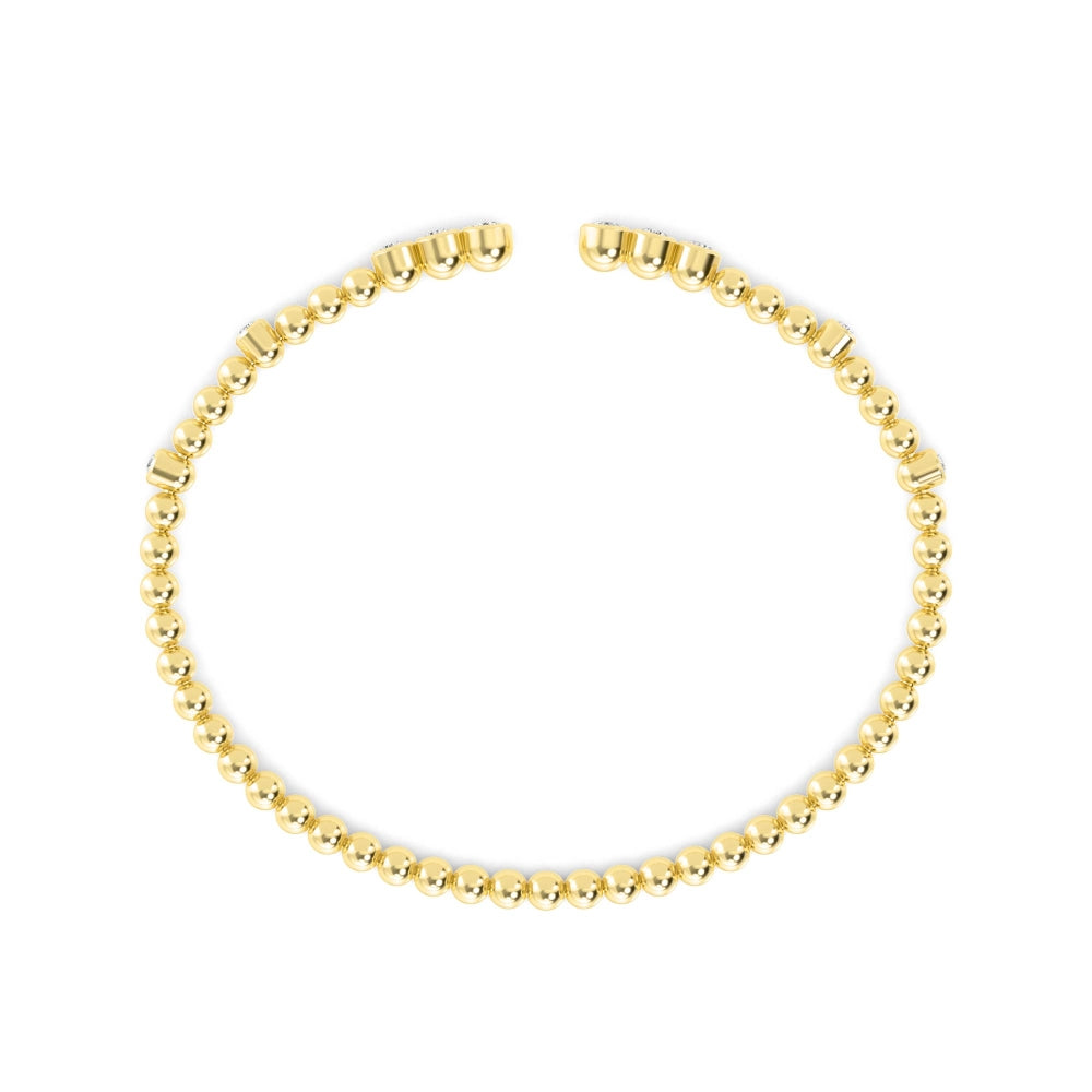 0.52ctw Round Brilliant Lab-Grown Diamond Flex Bangle Bracelet in 14k Yellow Gold