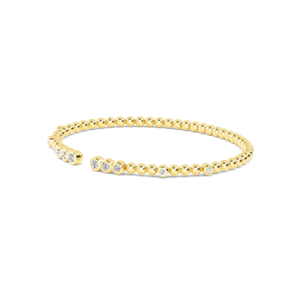0.52ctw Round Brilliant Lab-Grown Diamond Flex Bangle Bracelet in 14k Yellow Gold