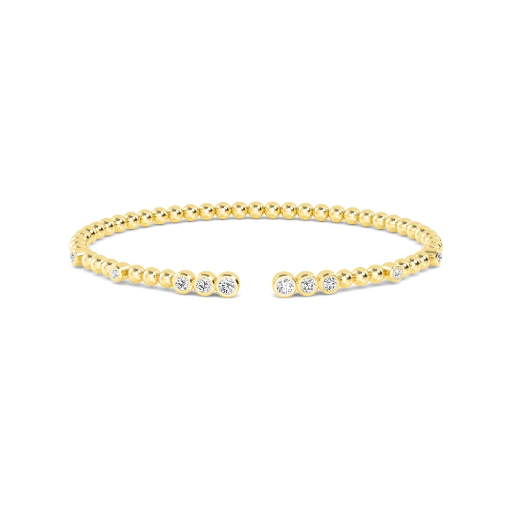 0.52ctw Round Brilliant Lab-Grown Diamond Flex Bangle Bracelet in 14k Yellow Gold