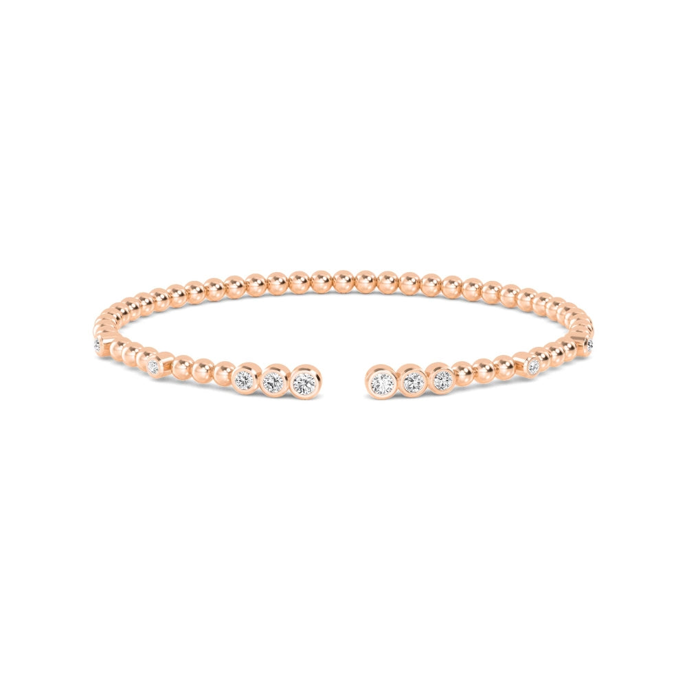 0.52ctw Round Brilliant Lab-Grown Diamond Flex Bangle Bracelet in 14k Rose Gold
