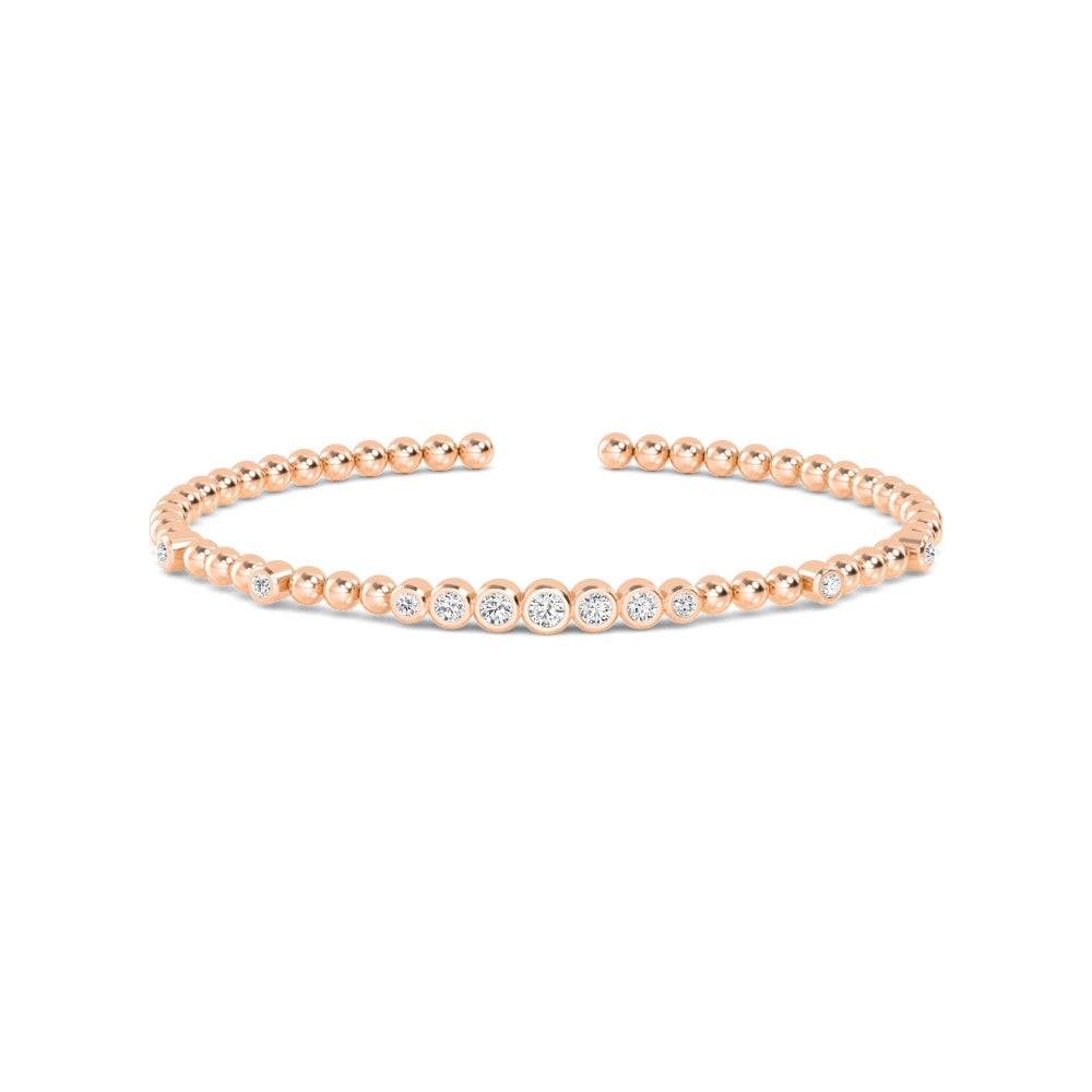 0.49ctw Round Brilliant Lab-Grown Diamond Flex Bangle Bracelet in 14k Rose Gold