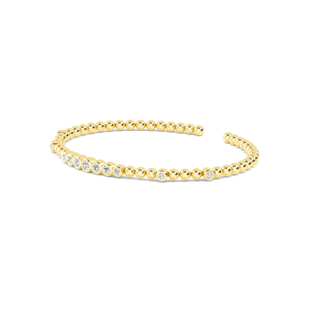 0.49ctw Round Brilliant Lab-Grown Diamond Flex Bangle Bracelet in 14k Yellow Gold