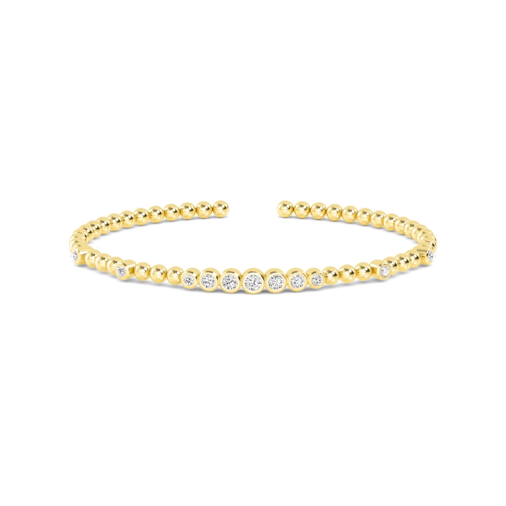 0.49ctw Round Brilliant Lab-Grown Diamond Flex Bangle Bracelet in 14k Yellow Gold