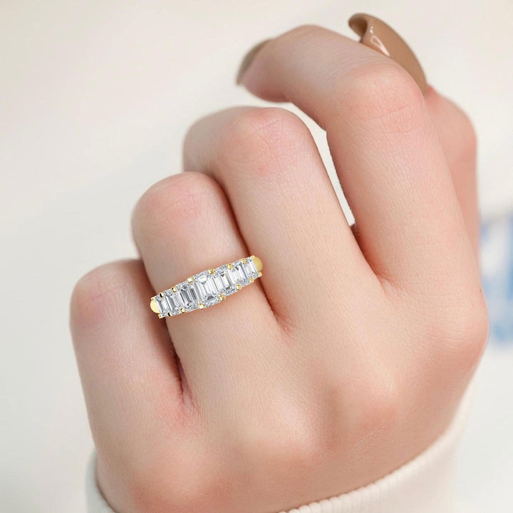 1.08ctw Emerald Cut Lab-Grown Diamond Graduated Band in 14k Yellow Gold