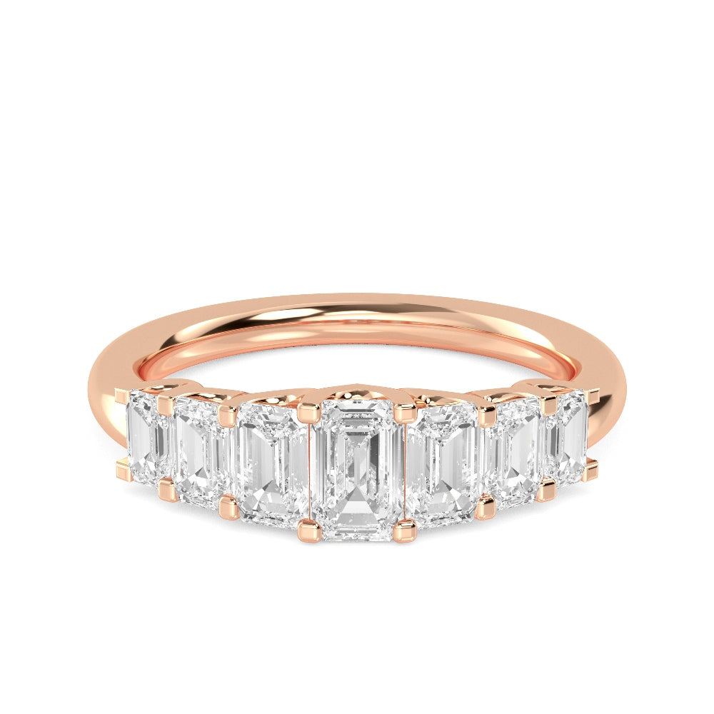 1.08ctw Emerald Cut Lab-Grown Diamond Graduated Band in 14k Rose Gold