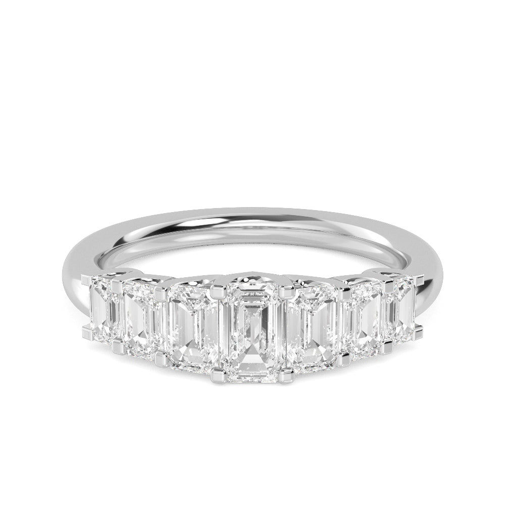 1.08ctw Emerald Cut Lab-Grown Diamond Graduated Band in 14k White Gold