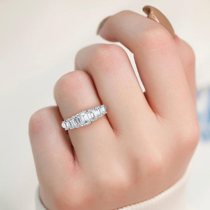1.08ctw Emerald Cut Lab-Grown Diamond Graduated Band in 14k White Gold