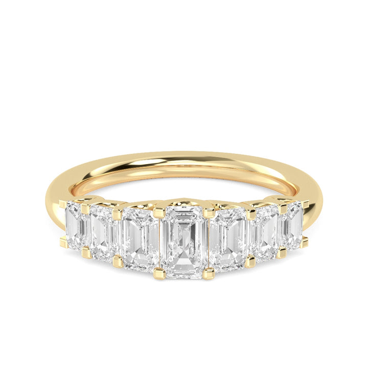 1.08ctw Emerald Cut Lab-Grown Diamond Graduated Band in 14k Yellow Gold