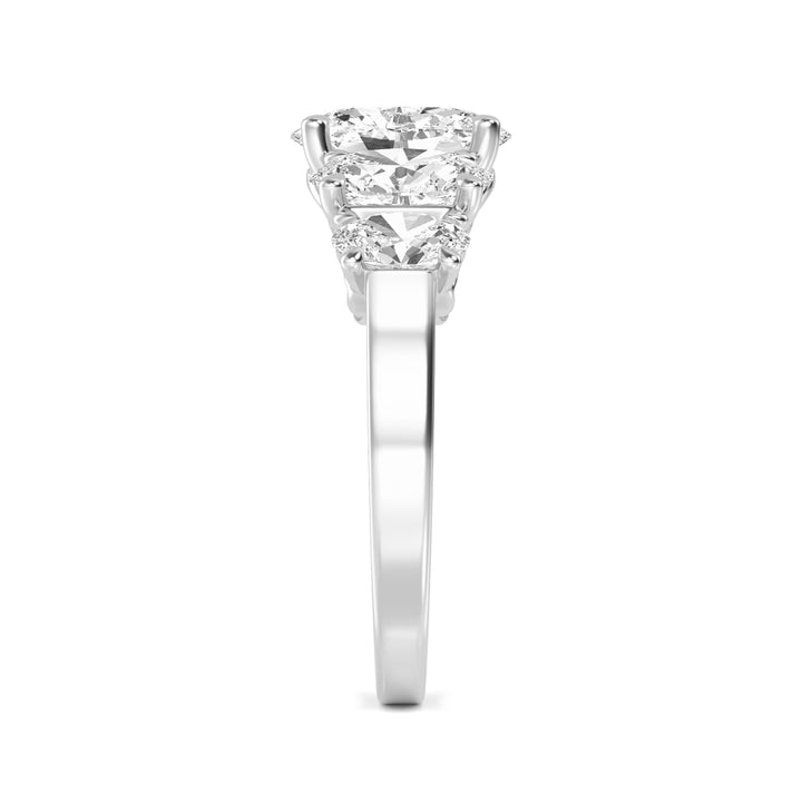 IGI Graded 1.51ct Oval Center with Ovals & Round Brilliants Lab-Grown Diamond 5-Stone Engagement Ring in 14k White Gold