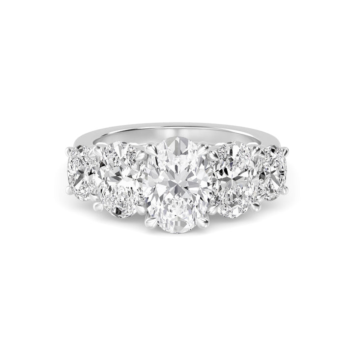 IGI Graded 1.51ct Oval Center with Ovals & Round Brilliants Lab-Grown Diamond 5-Stone Engagement Ring in 14k White Gold
