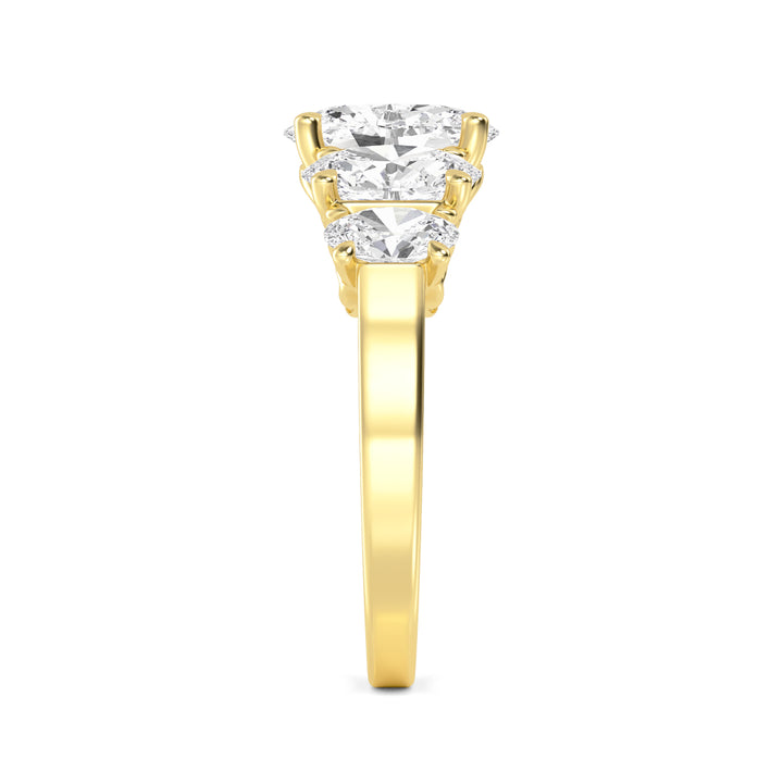 IGI Graded 1.51ct Oval Center with Ovals & Round Brilliants Lab-Grown Diamond 5-Stone Engagement Ring in 14k Yellow Gold