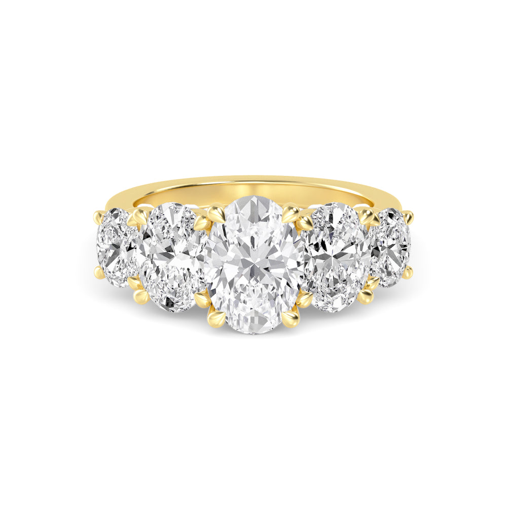 IGI Graded 1.51ct Oval Center with Ovals & Round Brilliants Lab-Grown Diamond 5-Stone Engagement Ring in 14k Yellow Gold