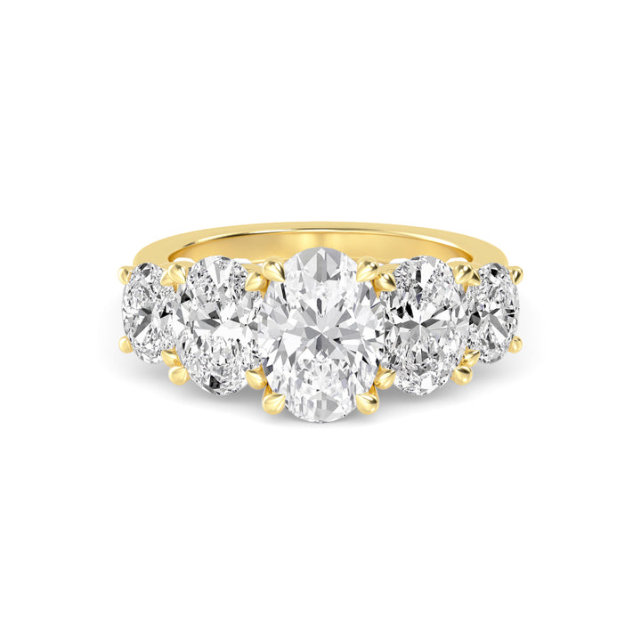 IGI Graded 1.51ct Oval Center with Ovals & Round Brilliants Lab-Grown Diamond 5-Stone Engagement Ring in 14k Yellow Gold