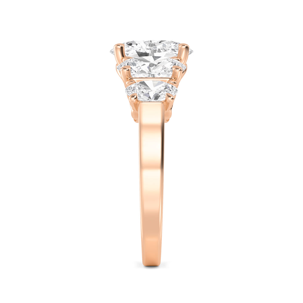IGI Graded 1.51ct Oval Center with Ovals & Round Brilliants Lab-Grown Diamond 5-Stone Engagement Ring in 14k Rose Gold