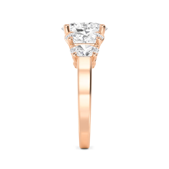 IGI Graded 1.51ct Oval Center with Ovals & Round Brilliants Lab-Grown Diamond 5-Stone Engagement Ring in 14k Rose Gold