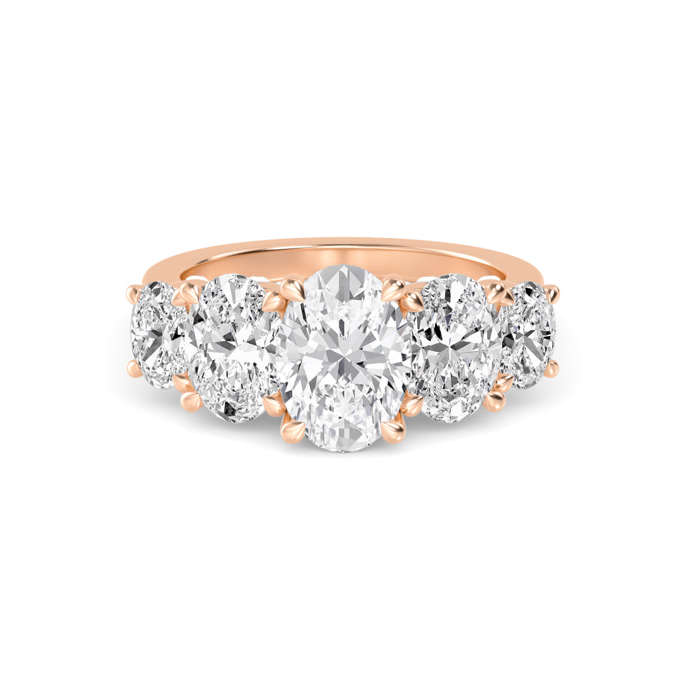 IGI Graded 1.51ct Oval Center with Ovals & Round Brilliants Lab-Grown Diamond 5-Stone Engagement Ring in 14k Rose Gold