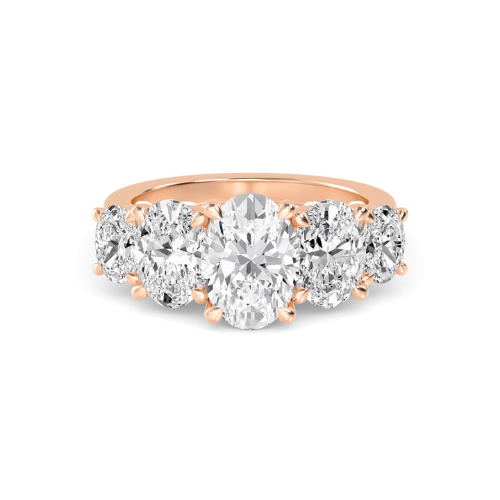 IGI Graded 1.51ct Oval Center with Ovals & Round Brilliants Lab-Grown Diamond 5-Stone Engagement Ring in 14k Rose Gold