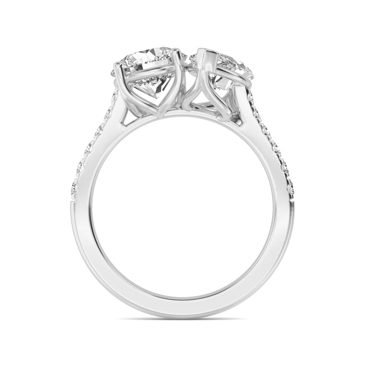 Marquise Cut Lab-Grown Diamond Toi et Moi Engagement Ring in 14k White Gold