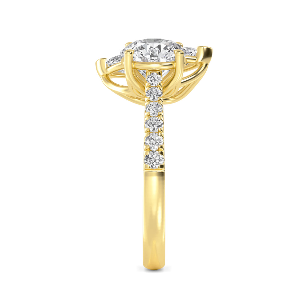 IGI Graded 2.39ctw Round Brilliant & Marquise Cut Lab-Grown Diamond Toi et Moi Engagement Ring in 14k Yellow Gold