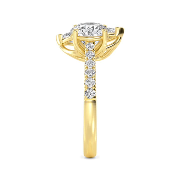 IGI Graded 2.39ctw Round Brilliant & Marquise Cut Lab-Grown Diamond Toi et Moi Engagement Ring in 14k Yellow Gold