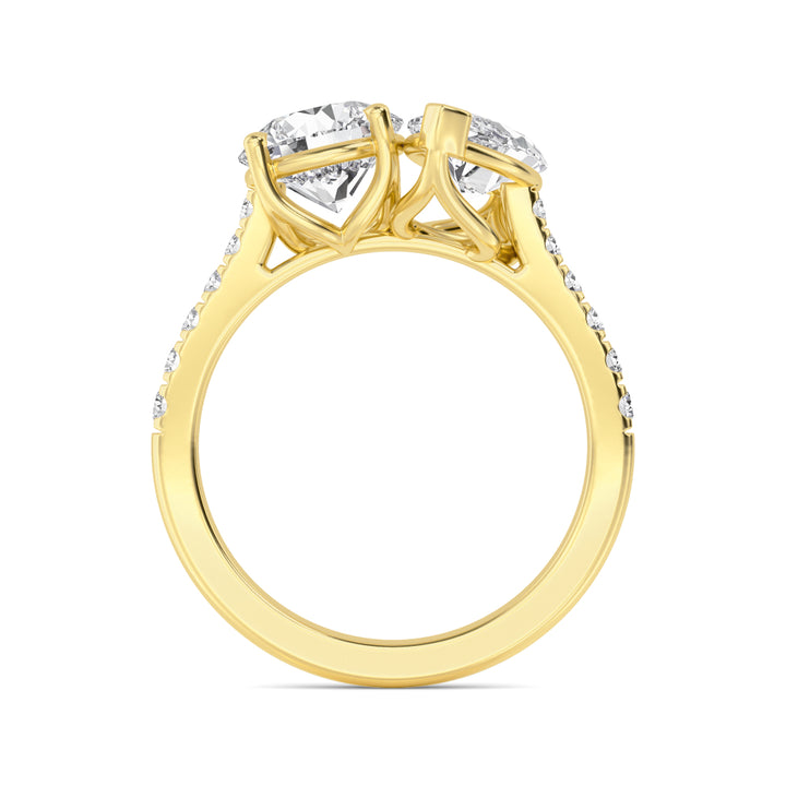 IGI Graded 2.39ctw Round Brilliant & Marquise Cut Lab-Grown Diamond Toi et Moi Engagement Ring in 14k Yellow Gold
