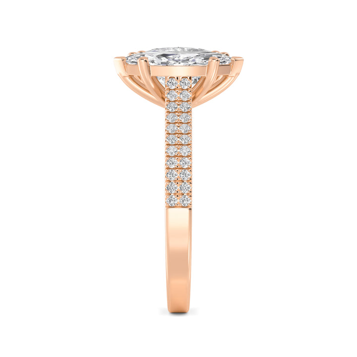 IGI Graded 5.77ctw Cushion & Marquise Cut with Round Brilliants Lab-Grown Diamond Toi et Moi Ring in 14k Rose Gold