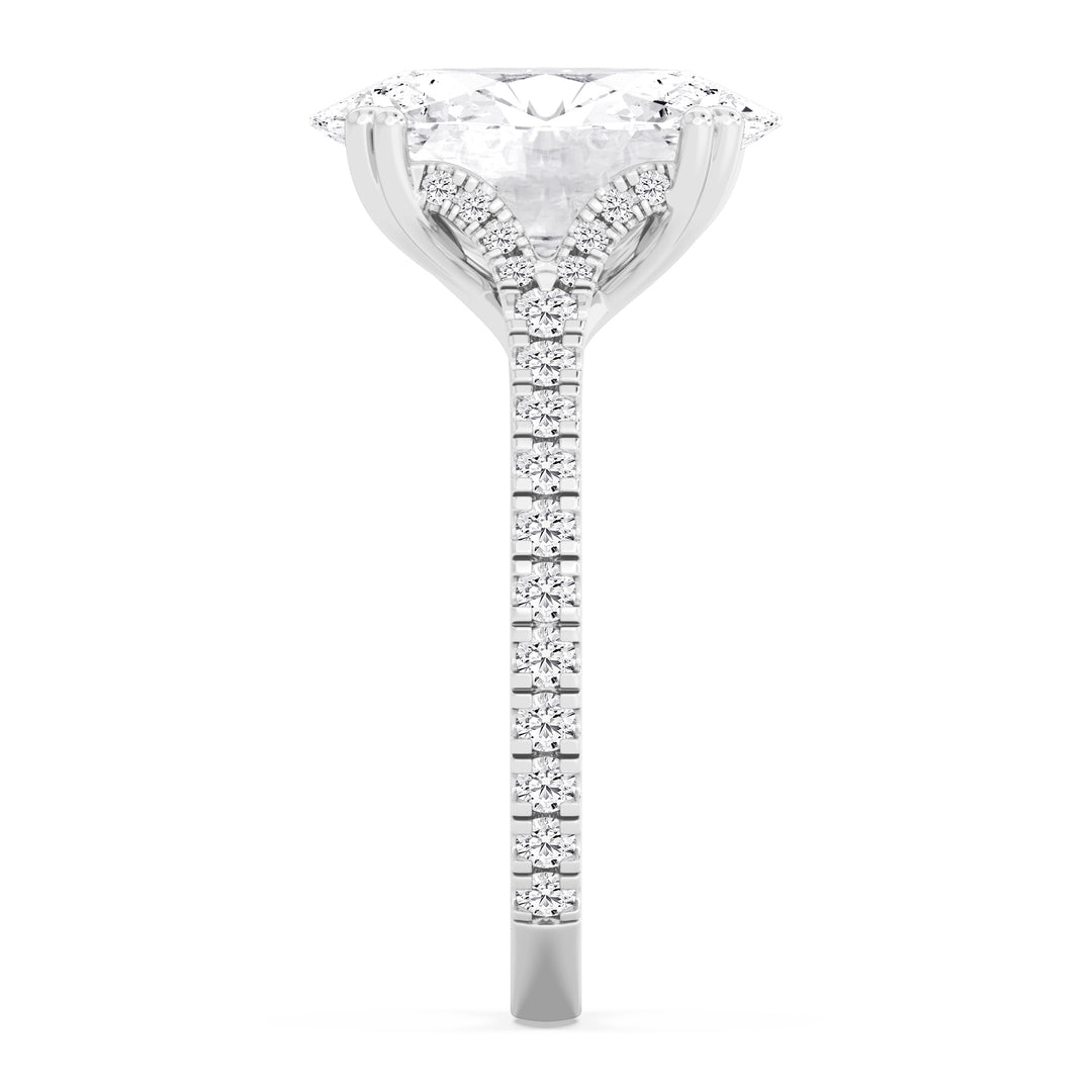 IGI Graded 4.01ct Oval & Round Brilliant Lab-Grown Diamond Split-Shank Engagement Ring in 14k White Gold