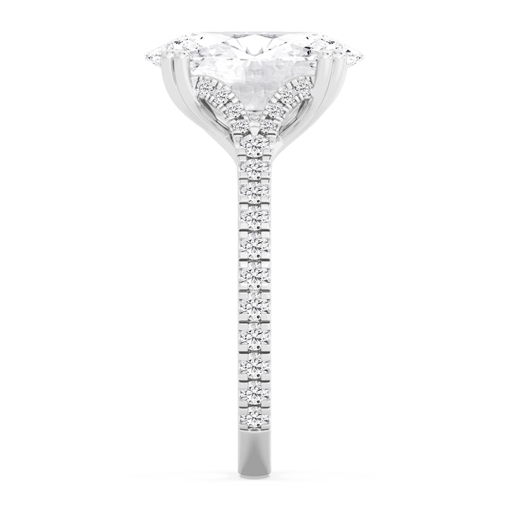 IGI Graded 4.01ct Oval & Round Brilliant Lab-Grown Diamond Split-Shank Engagement Ring in 14k White Gold