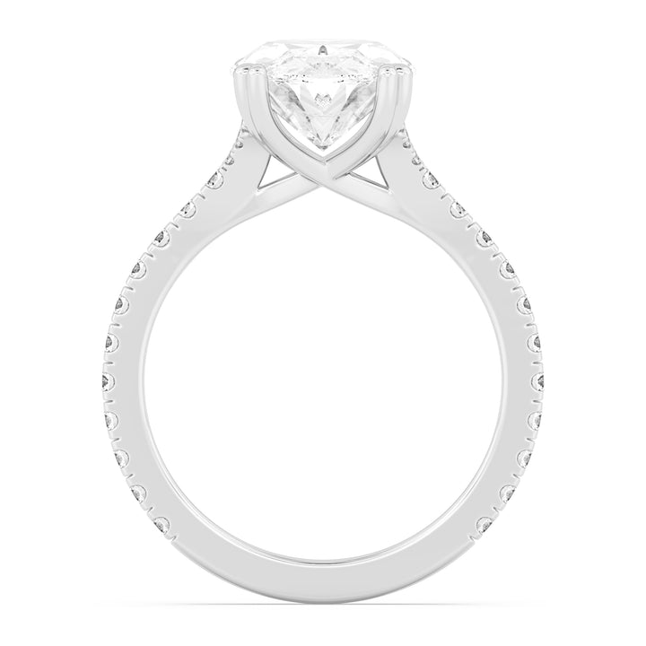 IGI Graded 4.01ct Oval & Round Brilliant Lab-Grown Diamond Split-Shank Engagement Ring in 14k White Gold