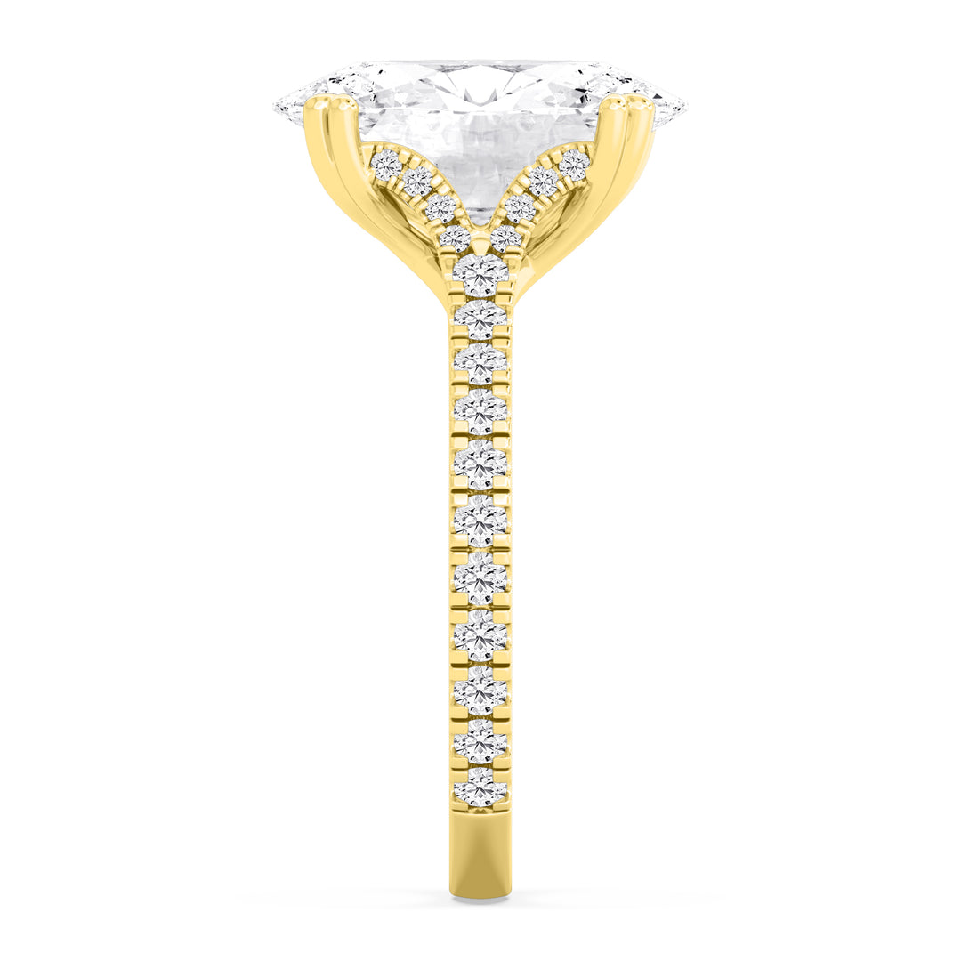 IGI Graded 4.01ct Oval & Round Brilliant Lab-Grown Diamond Split-Shank Engagement Ring in 14k Yellow Gold
