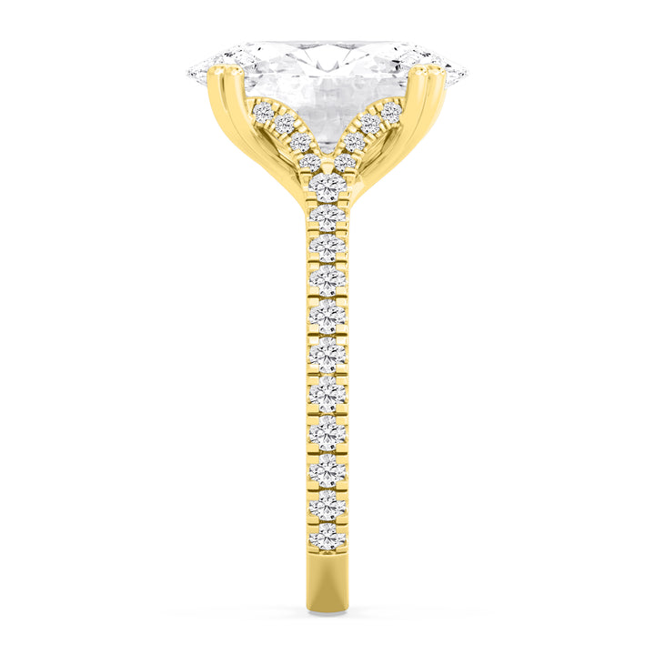 IGI Graded 4.01ct Oval & Round Brilliant Lab-Grown Diamond Split-Shank Engagement Ring in 14k Yellow Gold